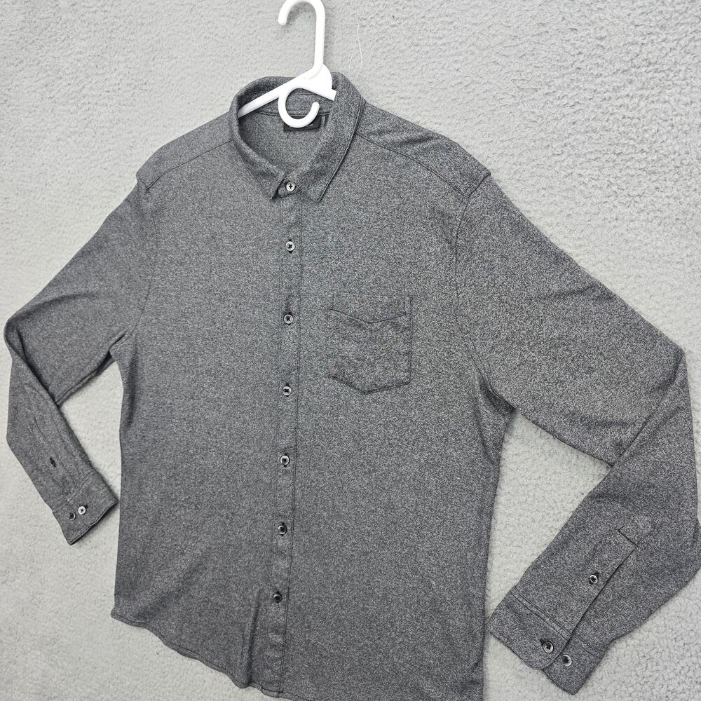 Marc Anthony Button Down Shirt Men's Size Large Slim Fit Gray Grey Long Sleeve